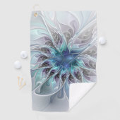 抽象芸術ブルーモダンフラワーフラクタルアート ゴルフタオル (インサイチュ)