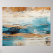 抽象芸術ブルーモダンブ絵画ロン ポスター (正面)