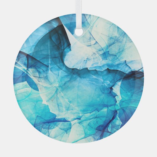抽象芸術ブルーモーション：フラクタル合成。 ガラスオーナメント (正面)