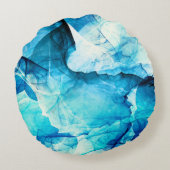 抽象芸術ブルーモーション：フラクタル合成。 ラウンドクッション (裏面)