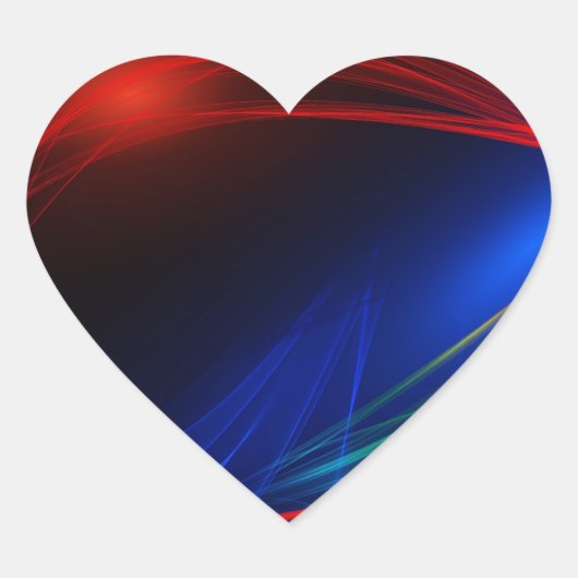 抽象芸術ブルーレッドおよびグリーンスワール効果 ハートシール (正面)