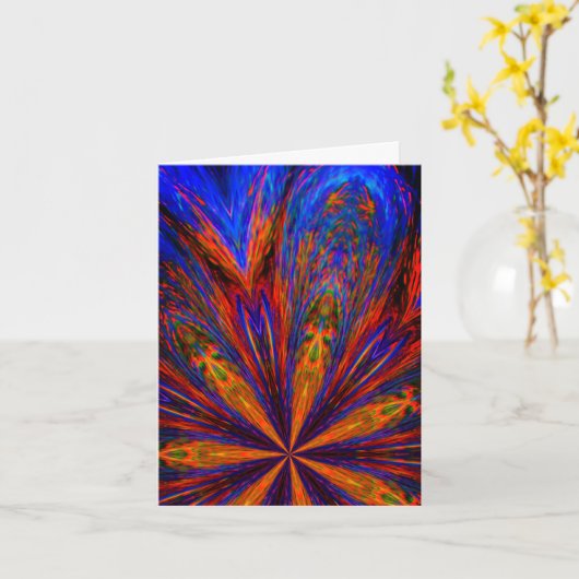 抽象芸術ブルーレッドカラーノートカード カード (黄色い花)