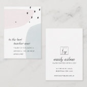 抽象芸術ブルー先生ギフトイヤリング表示カード プレイスカード (正面/裏面)