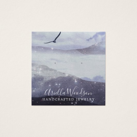 抽象芸術ブルー図形ジュエリーデザイナ表示カード (正面)