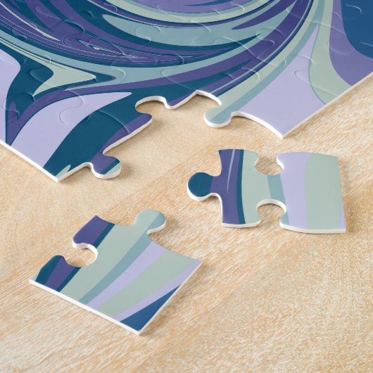 抽象芸術ブルー大理石の旋回スタイリッシュ ジグソーパズル (側面)