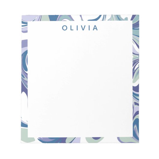 抽象芸術ブルー大理石の旋回スタイリッシュ ノートパッド (正面)