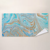 抽象芸術ブルー大理石テクスチャ バスタオル (バスタオル)
