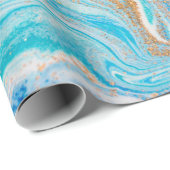 抽象芸術ブルー大理石テクスチャ ラッピングペーパー (ロールコーナー)