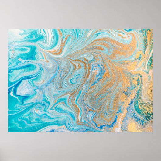 抽象芸術ブルー大理石 ポスター (正面)
