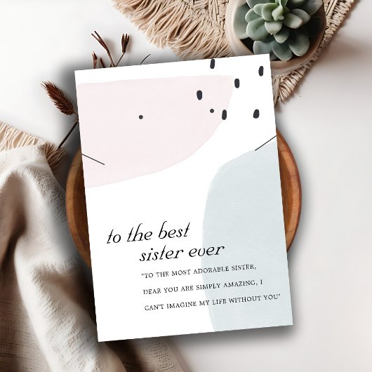 抽象芸術ブルー姉妹ギフトネックレスイヤリングカード プレイスカード