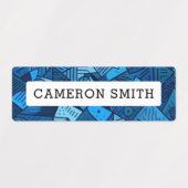 抽象芸術ブルー模様防水名札 ラベル (デザイン1)