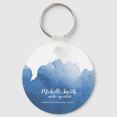 抽象芸術ブルー水色スプラッシュメイクアップ キーホルダー (正面)