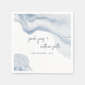 抽象芸術ブルー沿岸ビーチウォーター結婚カラー スタンダードカクテルナプキン (正面)