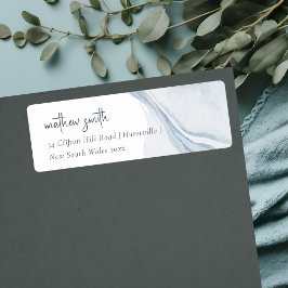 抽象芸術ブルー沿岸ビーチ水色アドレス ラベル