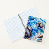 抽象芸術ブルー海ウェーブマーブルゲート金ゴールドアート ノートブック (内部)