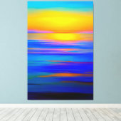抽象芸術ブルー海サンセットシンプル抽象芸術アート キャンバスプリント (インサイチュ (ウッドフロア))