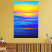 抽象芸術ブルー海サンセットシンプル抽象芸術アート キャンバスプリント (インサイチュ (リビング))