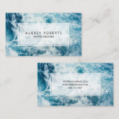 抽象芸術ブルー海大理石パターン 名刺 (正面/裏面)