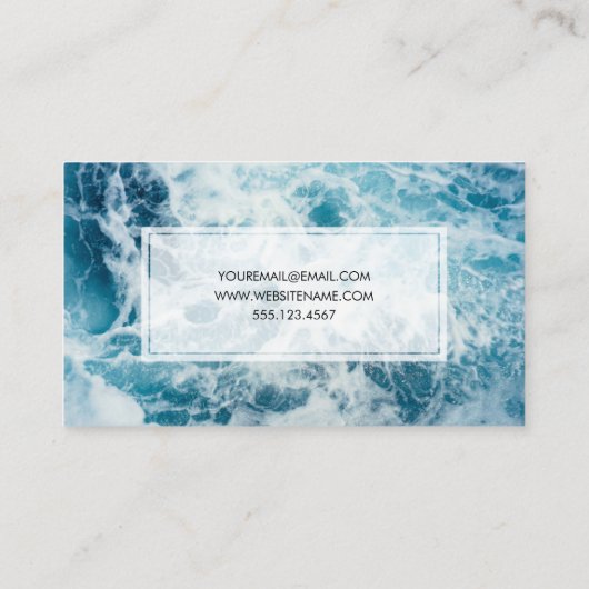 抽象芸術ブルー海大理石パターン 名刺 (裏面)