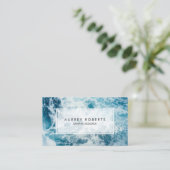 抽象芸術ブルー海大理石パターン 名刺 (スタンド正面)