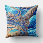 抽象芸術ブルー海波シュル華美レリアスアート クッション (裏面)
