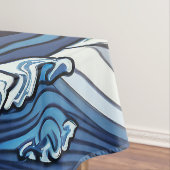 抽象芸術ブルー海波日本のスタイルアートワーク | テーブルクロス (インサイチュ)