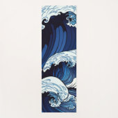 抽象芸術ブルー海波日本のスタイルアートワーク | ヨガマット (正面)