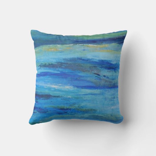 抽象芸術ブルー海波綿枕 クッション (裏面)