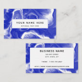 抽象芸術ブルー白流体アート 名刺 (正面/裏面)