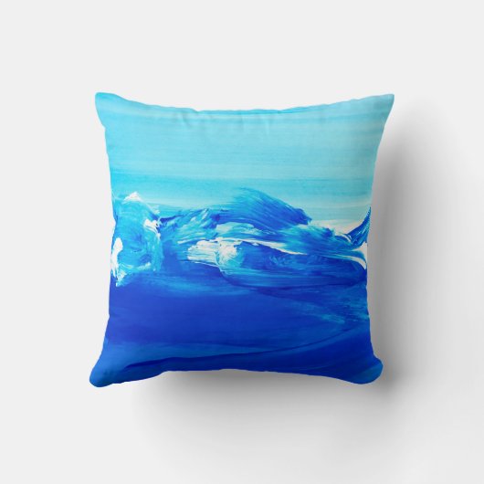 抽象芸術ブルー絵画アートの背景アーモダント クッション (裏面)