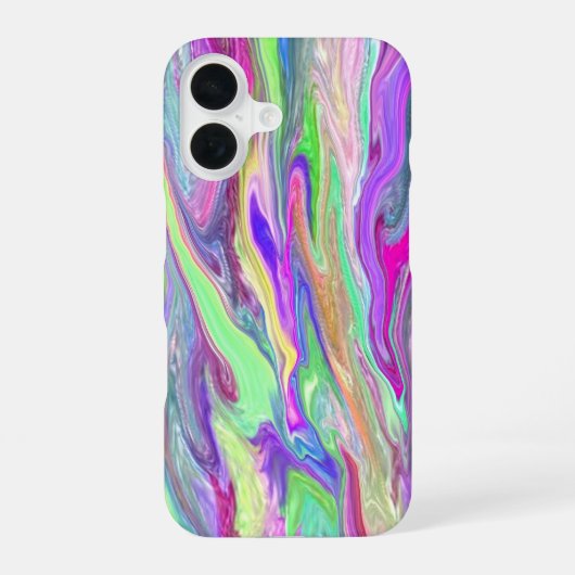 抽象芸術ブルー緑 iPhone 16ケース (裏面)