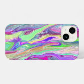 抽象芸術ブルー緑 iPhone 16ケース (裏面横)