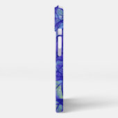 抽象芸術ブルー薄紫 iPhoneケース (左側面)