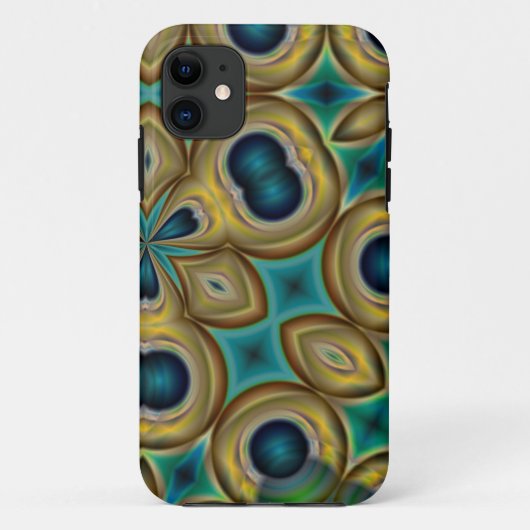 抽象芸術ブルー金ゴールドとティール(緑がかった色)iphoneケース Case-Mate iPhoneケース (裏面)