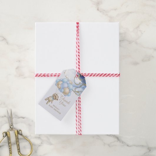 抽象芸術ブルー金ゴールドを待っ感謝していてる ギフトタグ (より糸付き)