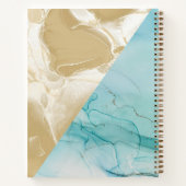 抽象芸術ブルー金ゴールドアルコールインクノート ノートブック (裏面)