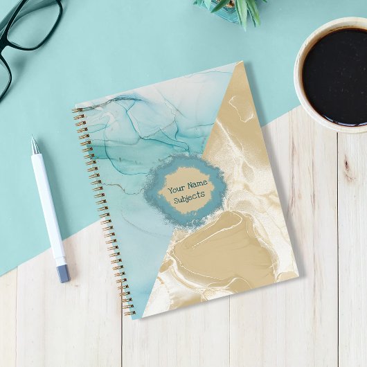 抽象芸術ブルー金ゴールドアルコールインクノート ノートブック