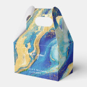 抽象芸術ブルー金ゴールドカラフルサンキューギフトボックス フェイバーボックス (正面サイド)