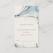 抽象芸術ブルー金ゴールドビーチおむつラッフルベビーシャワー エンクロージャーカード (正面)