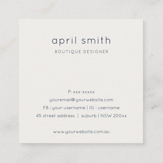 抽象芸術ブルー金ゴールドビーチご注文ありがとうございます スクエア名刺 (裏面)