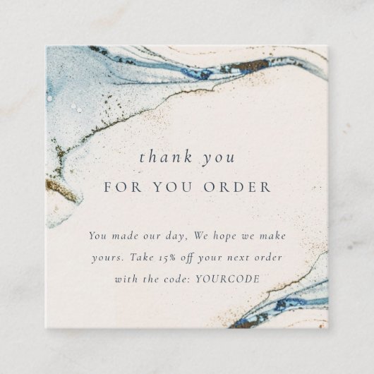 抽象芸術ブルー金ゴールドビーチご注文ありがとうございます スクエア名刺 (正面)