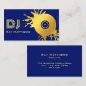抽象芸術ブルー金ゴールドミュージックディスクDJ 名刺 (正面/裏面)