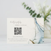抽象芸術ブルー金ゴールド結婚ビーチーのQRコードRSVP エンクロージャーカード (スタンド正面)