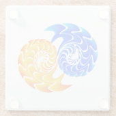 抽象芸術ブルー金ゴールド陰陽魚釣りバランス ガラスコースター (裏面)