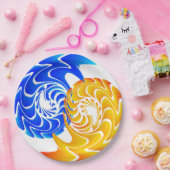 抽象芸術ブルー金ゴールド陰陽魚釣りバランス ペーパープレート (パーティー)