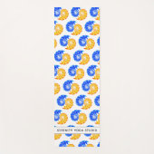 抽象芸術ブルー金ゴールド陰陽魚釣りバランス ヨガマット (正面)