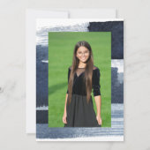 抽象芸術ブルー金箔フォトバルミツワー 招待状 (裏面)