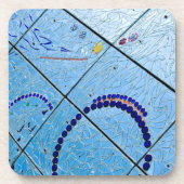 抽象芸術ブルー鏡モザイク コースター (正面)