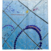 抽象芸術ブルー鏡モザイク シャワーカーテン (正面)