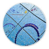 抽象芸術ブルー鏡モザイク セラミックノブ (正面)